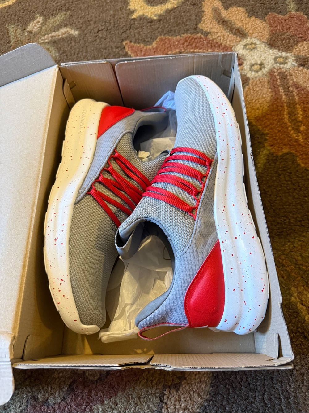 adidas Grey and Red Mens Athletic Sneakers